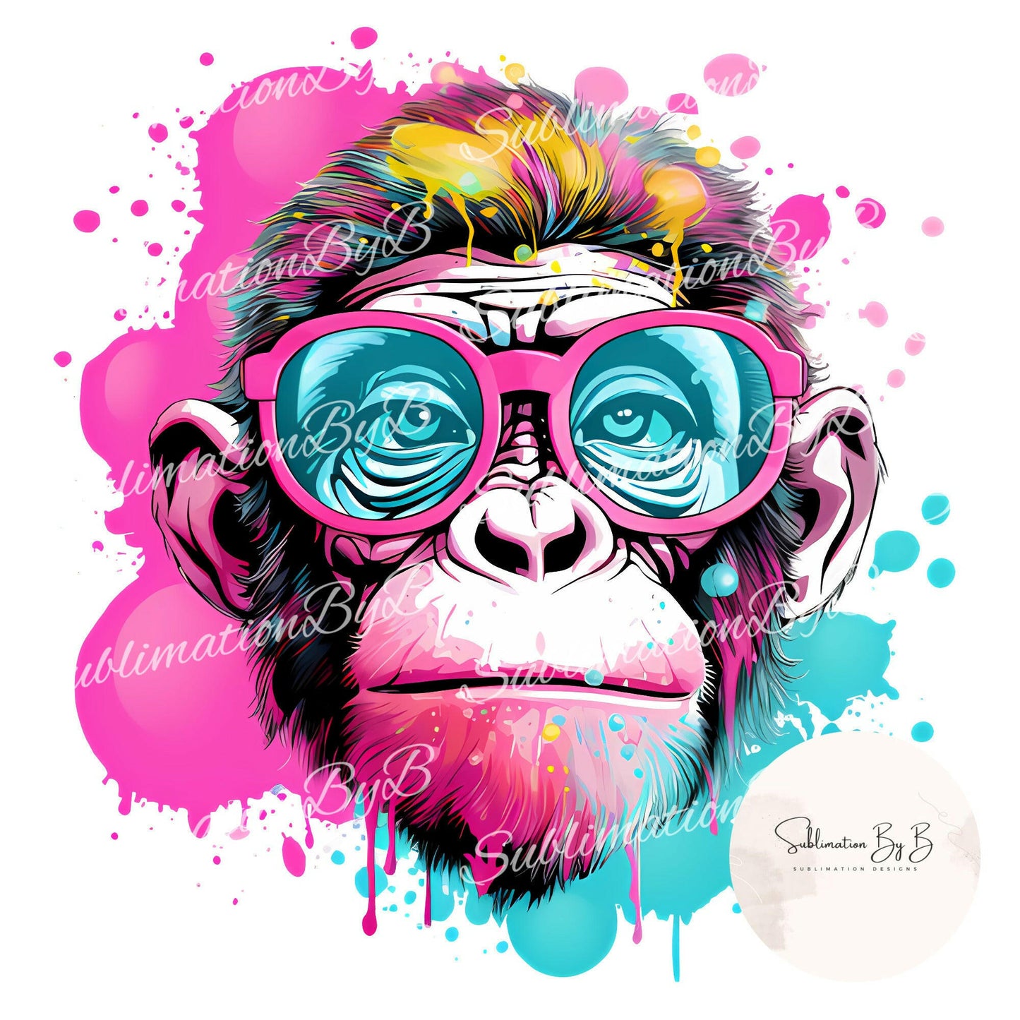 Color Explosion Monkey Sublimation Graphic - Energetic and Vibrant Design