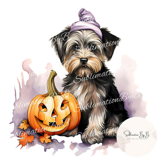Spooktacular Halloween Yorkshire Terrier Sublimation Design