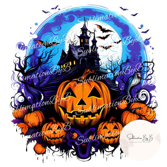 Hallow's Haven: Sublimation Design of a Haunted House for Halloween