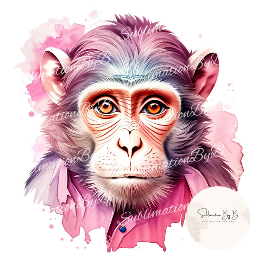 Vibrant Pink Monkey Sublimation Design for a Playful Twist