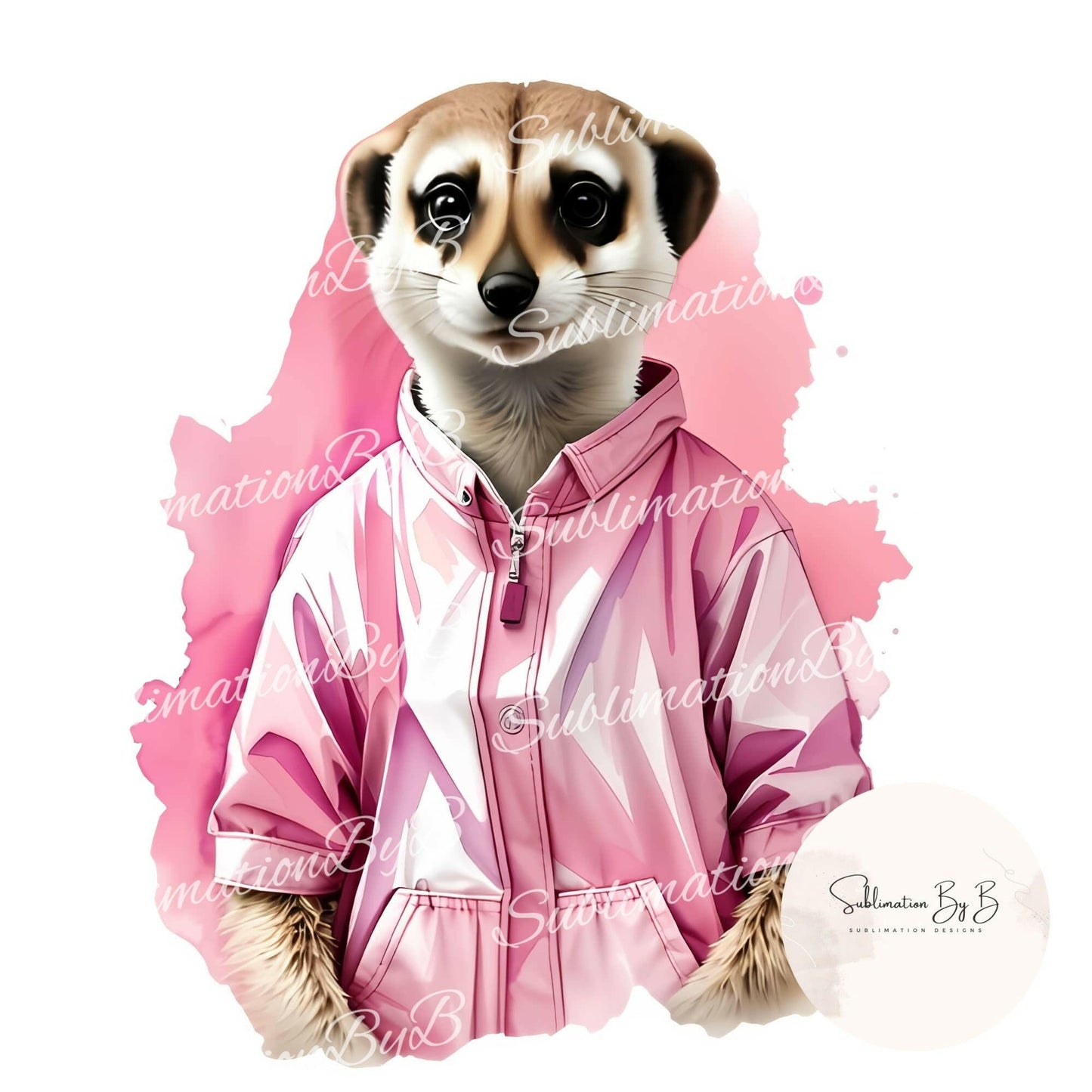 Charming Pink Meerkat Sublimation Design for a Whimsical Flair