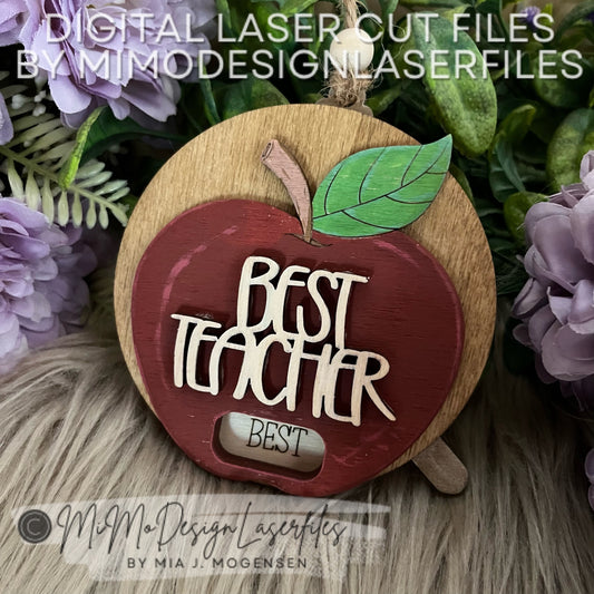 Teacher's Gift Appreciation Tag/Ornament or Magnet Spinner with Layered Apple for text