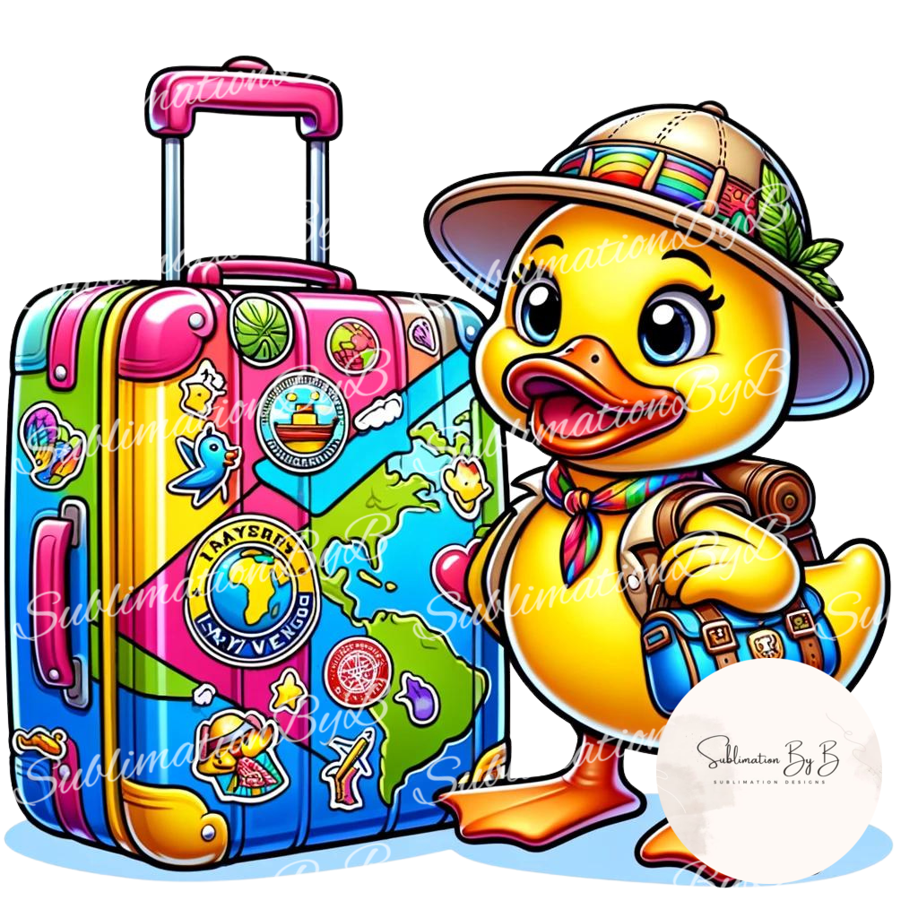 Explorer Duck Sublimation Design - Adventure Duck Artwork for Sublimation Printing