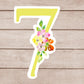 Number Stickers Yellow Floral 0 - 9 Printable