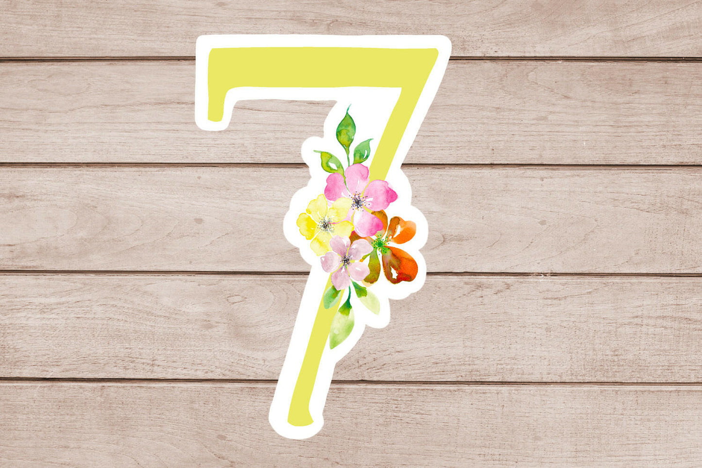 Number Stickers Yellow Floral 0 - 9 Printable