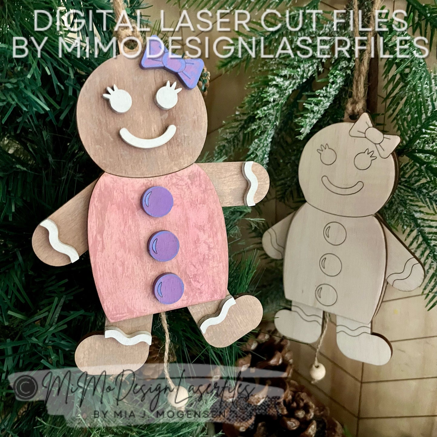 Laser Cut Jumping Jack Gingerbread Woman SVG | Layered & Single Line DIY Paint Kit | Christmas Ornament | Commercial Use | Digital Download