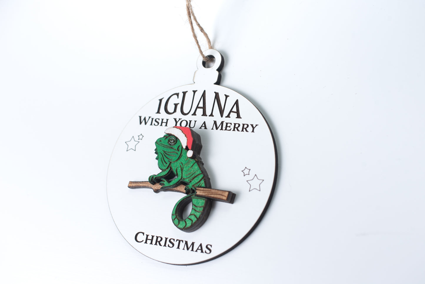 Laser Cut Digital File, Iguana Wish You a Merry Christmas Ornament SVG, Glowforge, Pun, Funny, Lizard, Gift for Lizard Lover, Exotic Pet