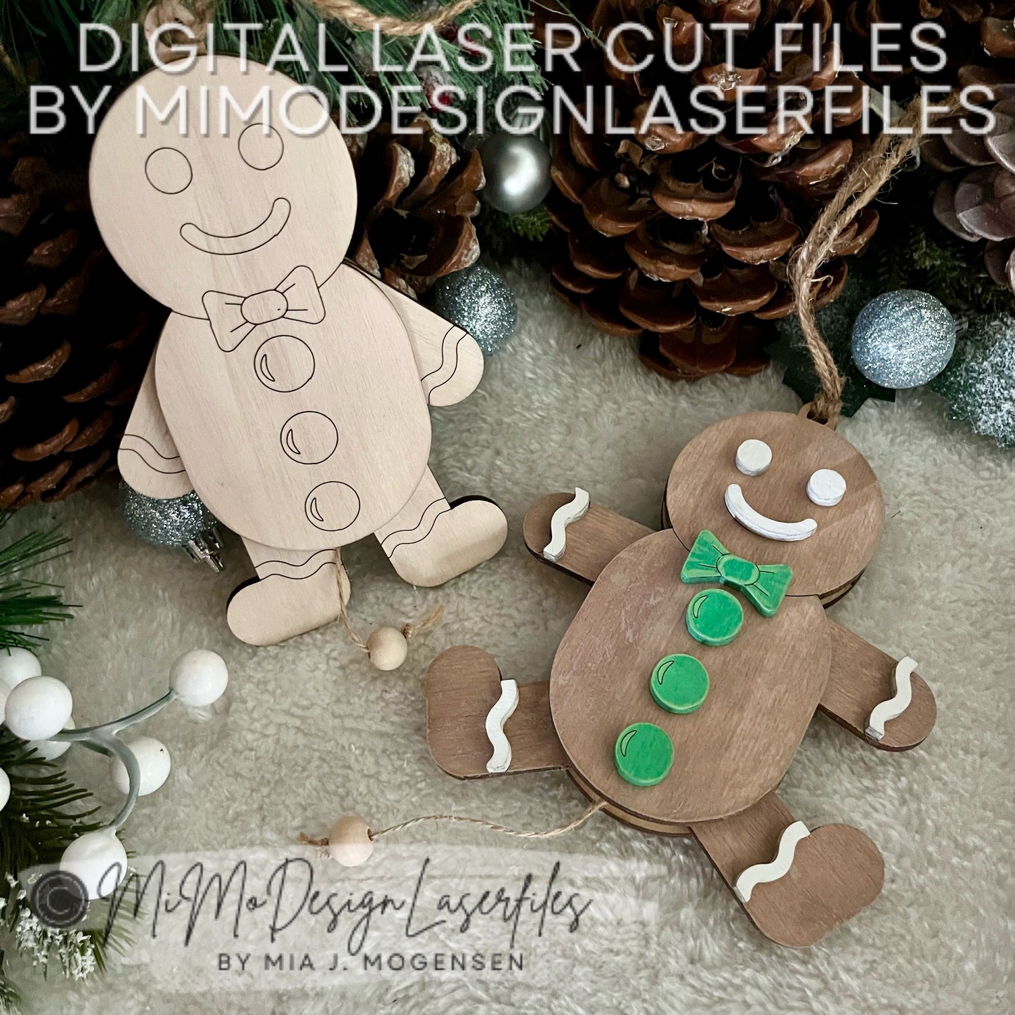 Laser Cut Jumping Jack Gingerbread Man SVG | Layered & Single Line DIY Paint Kit | Christmas Ornament | Commercial Use | Digital Download