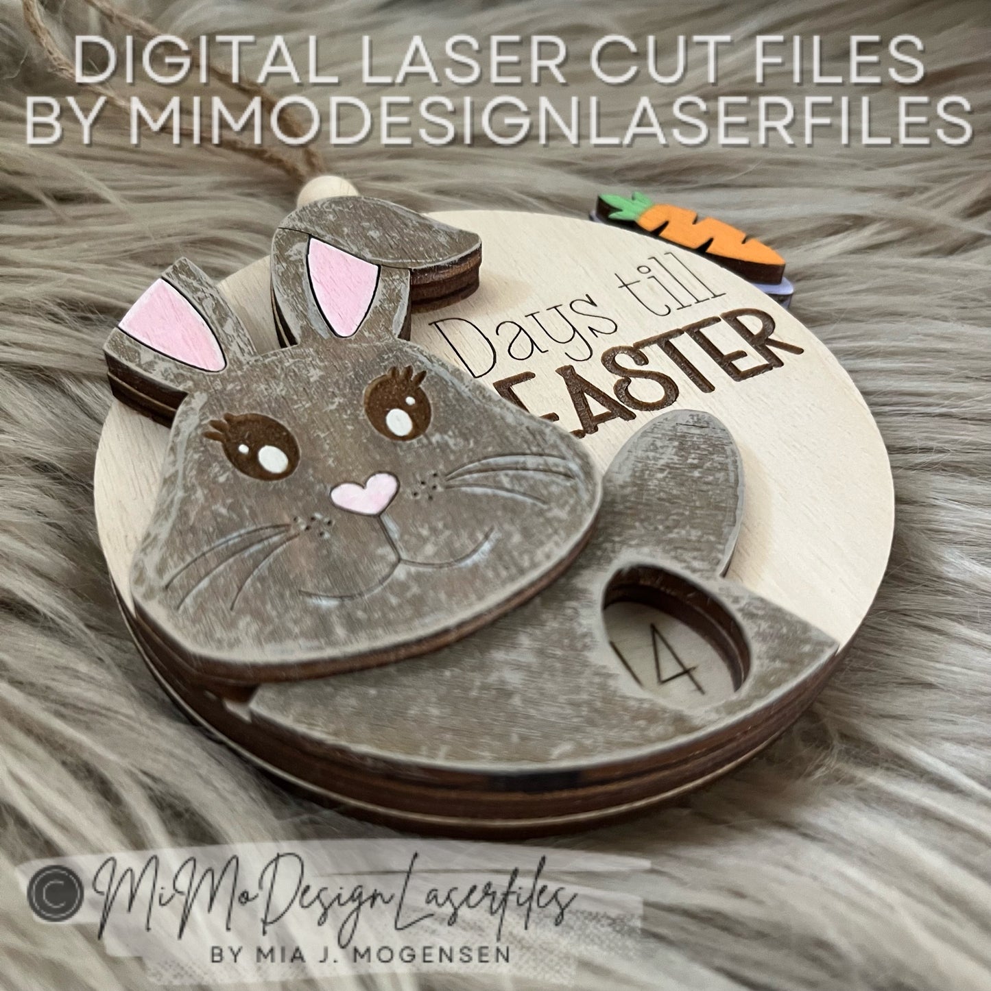 Easter 3D Bunny Countdown Tag or Magnet with Carrot lever to spin around and Easter Egg