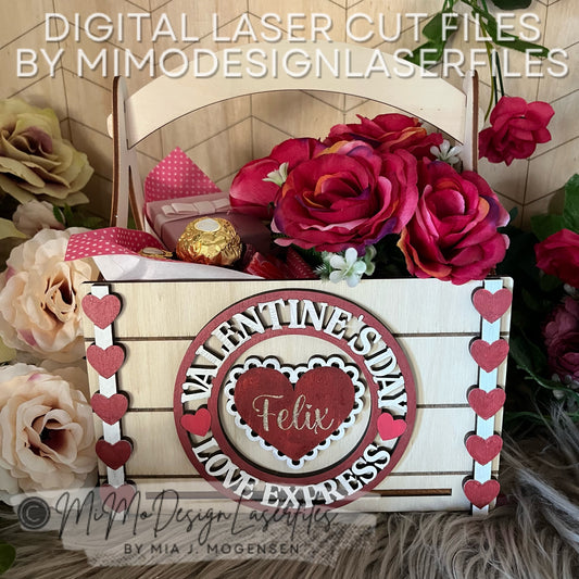 3-in-1 Valentine's Day Gift Basket SVG | Multi-Use Laser Cut Files with Inlays for Flowers, Soda, Chocolate & Gifts | Digital Vector Files