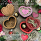 Heart Shaped Valentines Chocolate Boxes with bottom statements / affirmations. 4 designs