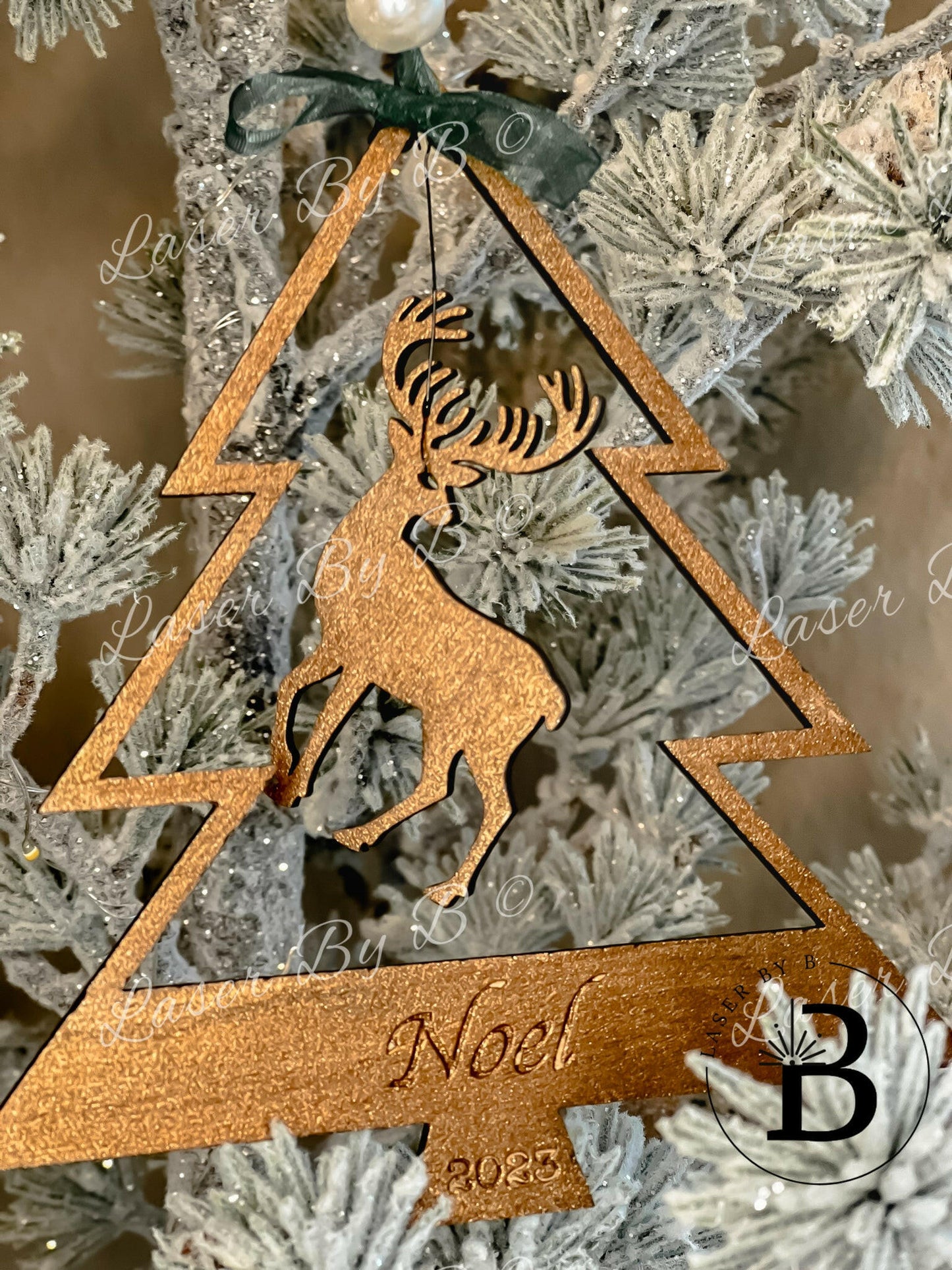 Scandinavian Style Reindeer Christmas Tree Ornament - Laser Cut File, Instant Download
