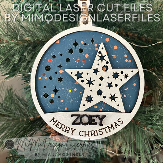 Christmas Star Glow Up Ornament Laser Cut SVG + DXF | 2 Layered Single Line / Engraved Quick & Easy | Commercial Use | Digital Download