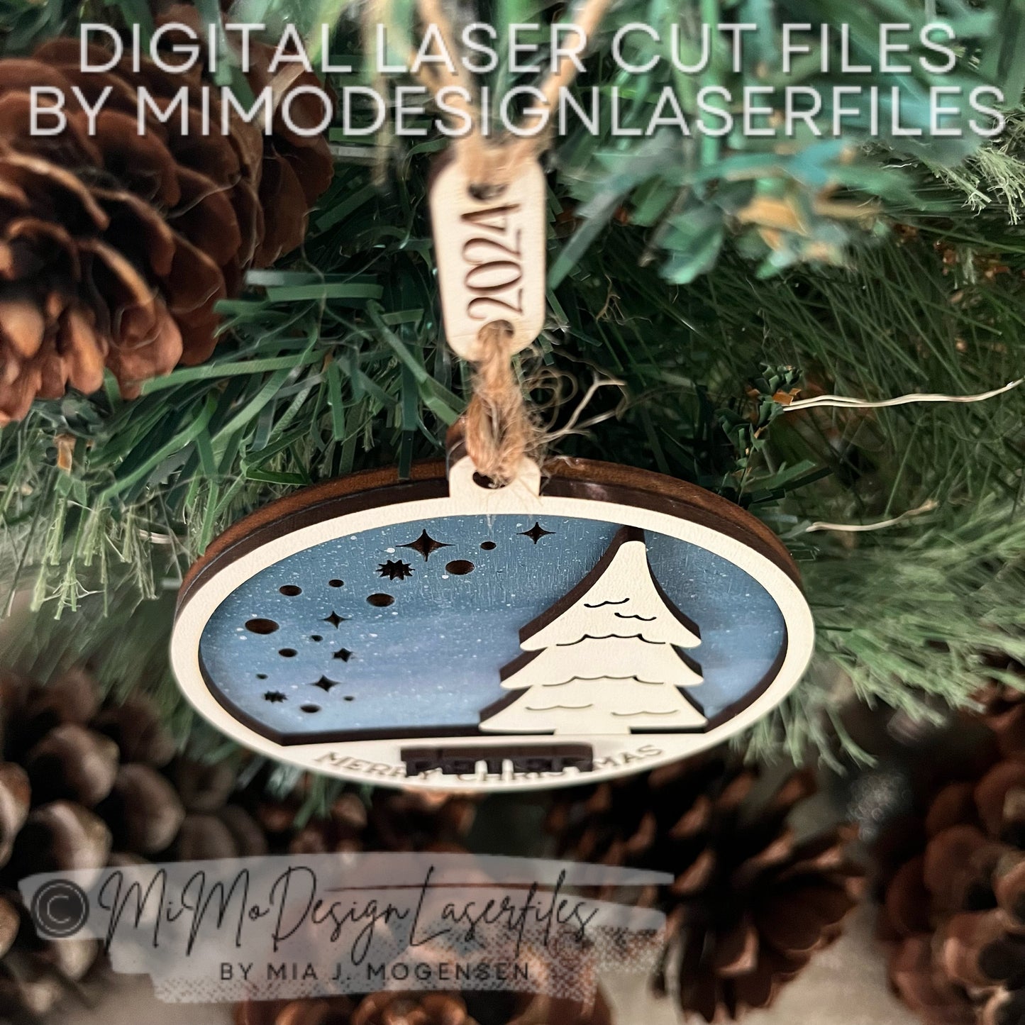 Christmas Tree Glow Up Ornament Laser Cut SVG + DXF | 2 Layered Single Line / Engraved Quick & Easy | Commercial Use | Digital Download