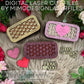 String Heart Valentines Chocolate Boxes with bottom statements / affirmations. 4 designs