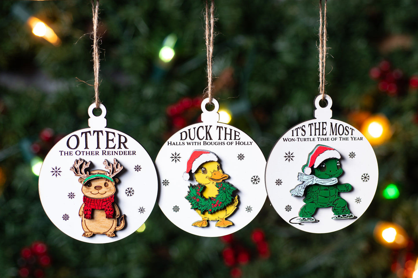 Laser Cut Digital File, Lake Critters Christmas Ornaments SVG, Glowforge, Funny Christmas Gift Ideas, Turtle, Otter, Duck, Secret Santa Gift