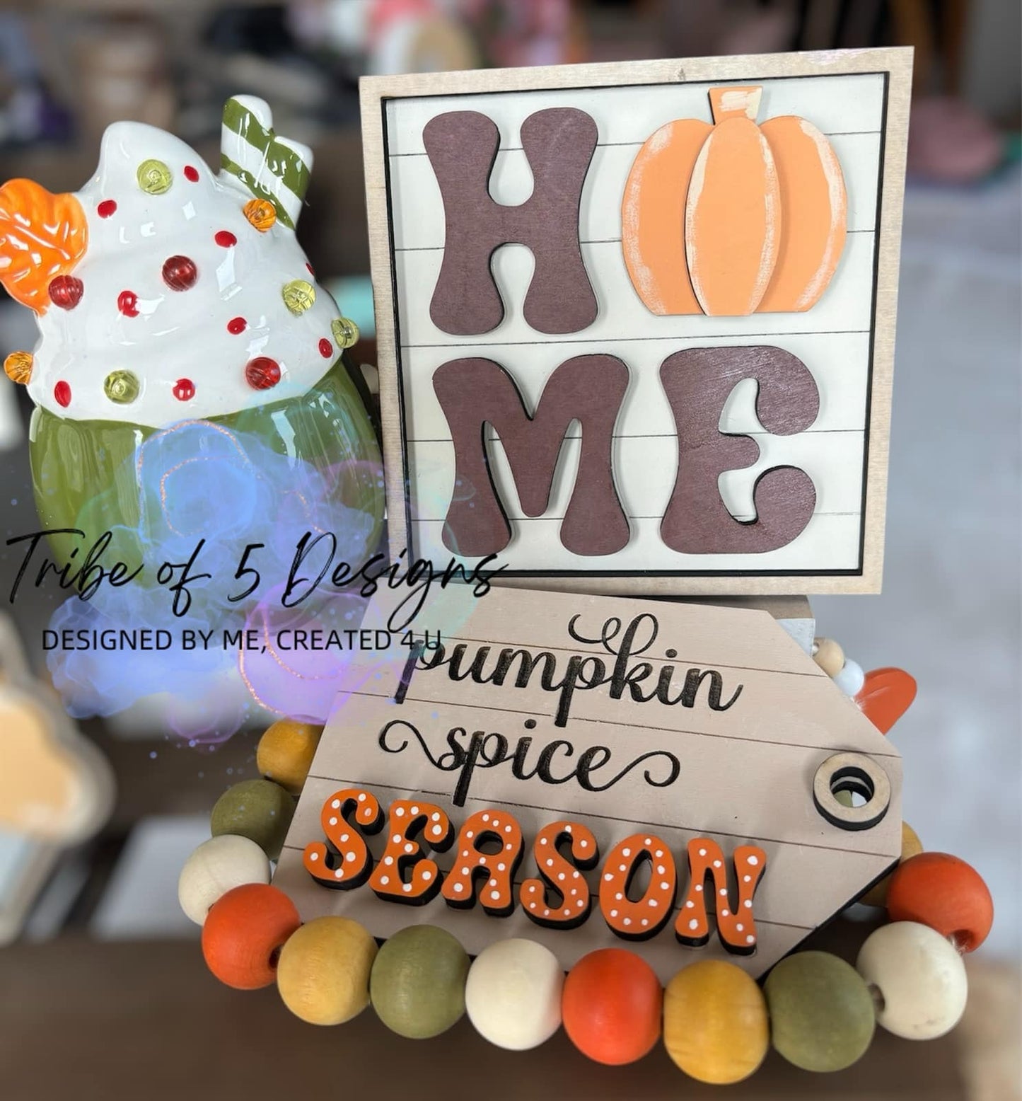 Pumpkin Spice Tiered Tray Shelf Sitters