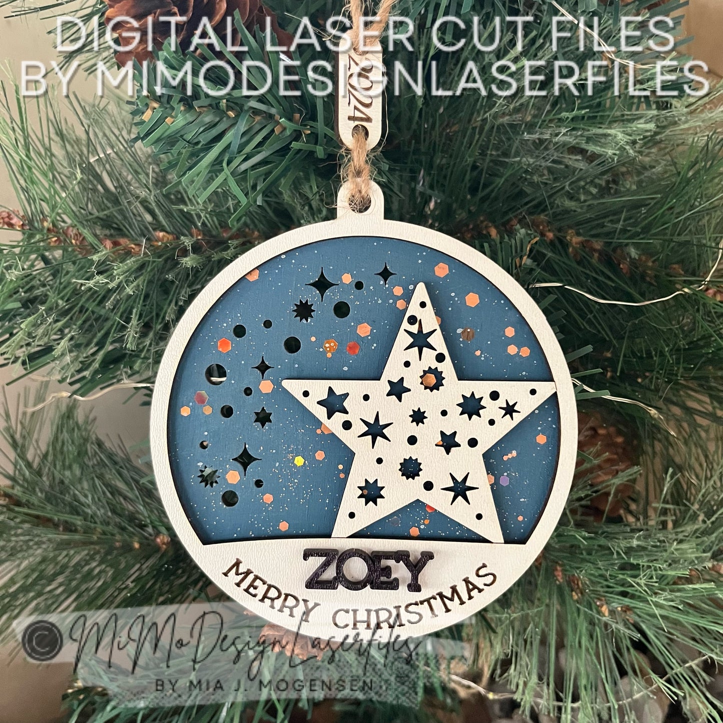 Christmas Star Glow Up Ornament Laser Cut SVG + DXF | 2 Layered Single Line / Engraved Quick & Easy | Commercial Use | Digital Download