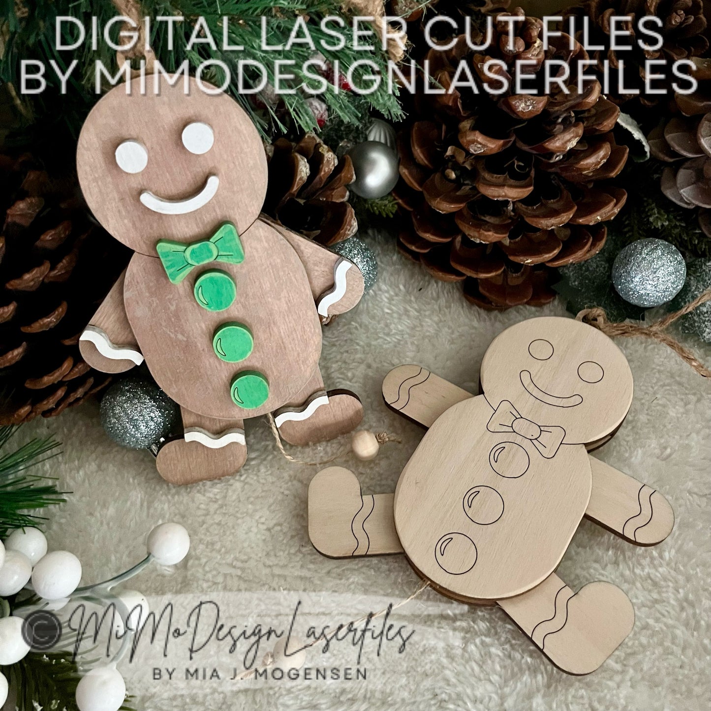 Laser Cut Jumping Jack Gingerbread Man SVG | Layered & Single Line DIY Paint Kit | Christmas Ornament | Commercial Use | Digital Download