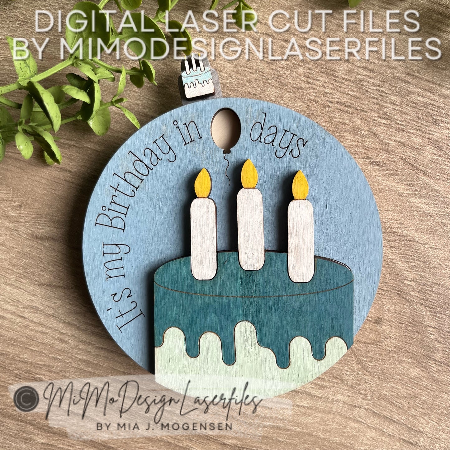 Birthday Cake Countdown Spinner - Tag or Magnet with Birthday Cake Lever