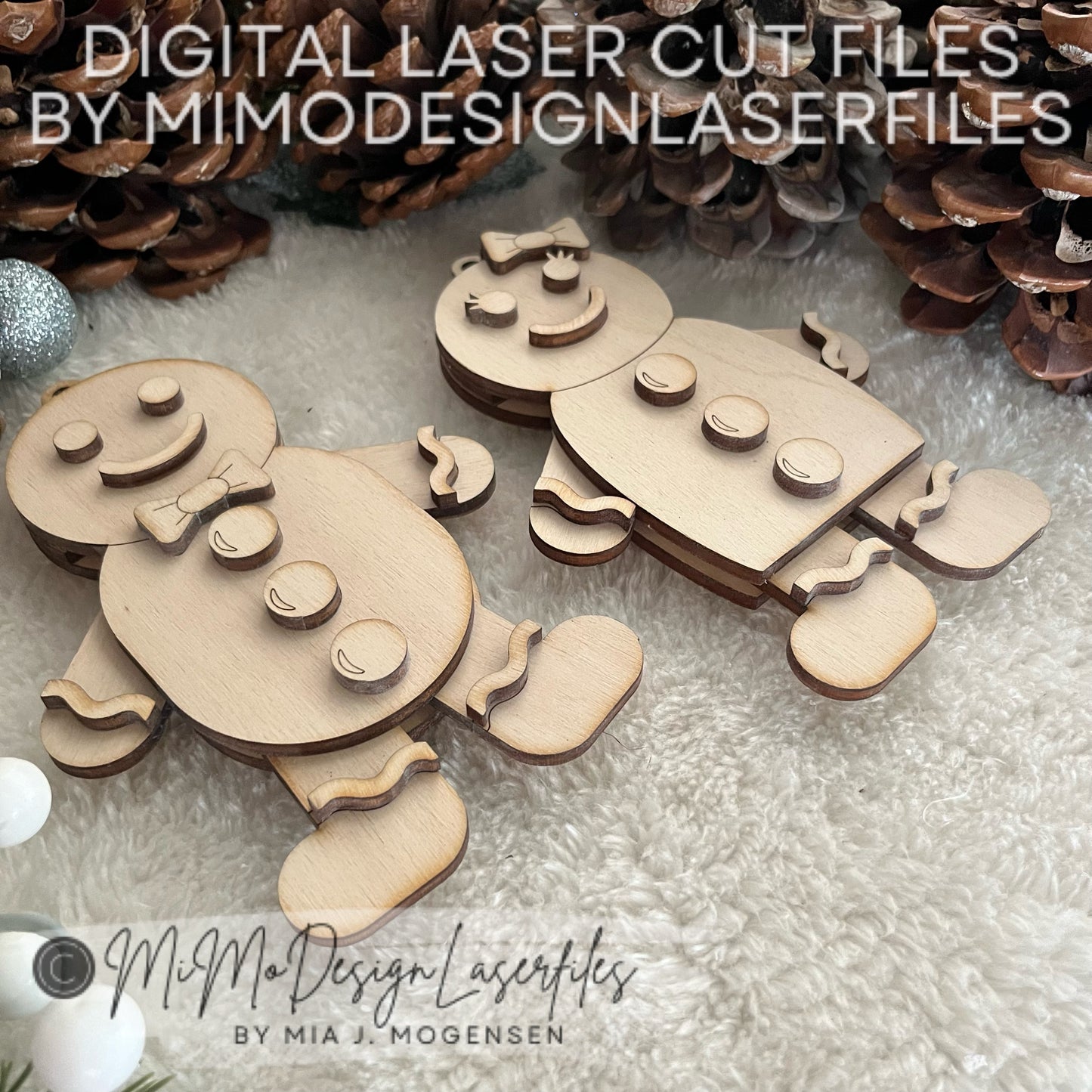 BUNDLE of Jumping Jack Gingerbread Man and Woman | Layered & Single Line DIY Paint Kit | Christmas Ornament | Digital Download Laser Cutting