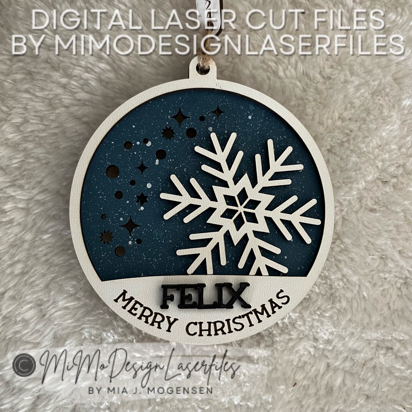 Christmas Snowflake Glow Up Ornament Laser Cut SVG + DXF | 2 Layered Single Line / Engraved Quick & Easy | Commercial Use | Digital Download