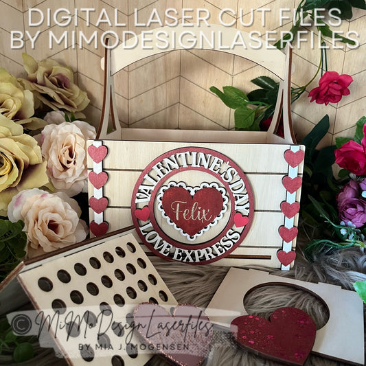 3-in-1 Valentine's Day Gift Basket SVG | Multi-Use Laser Cut Files with Inlays for Flowers, Soda, Chocolate & Gifts | Digital Vector Files