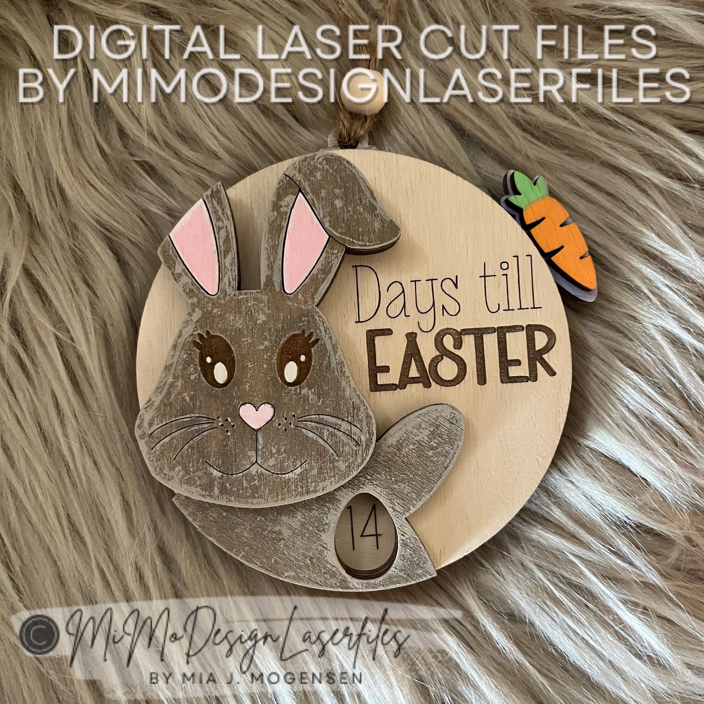 Easter 3D Bunny Countdown Tag or Magnet with Carrot lever to spin around and Easter Egg