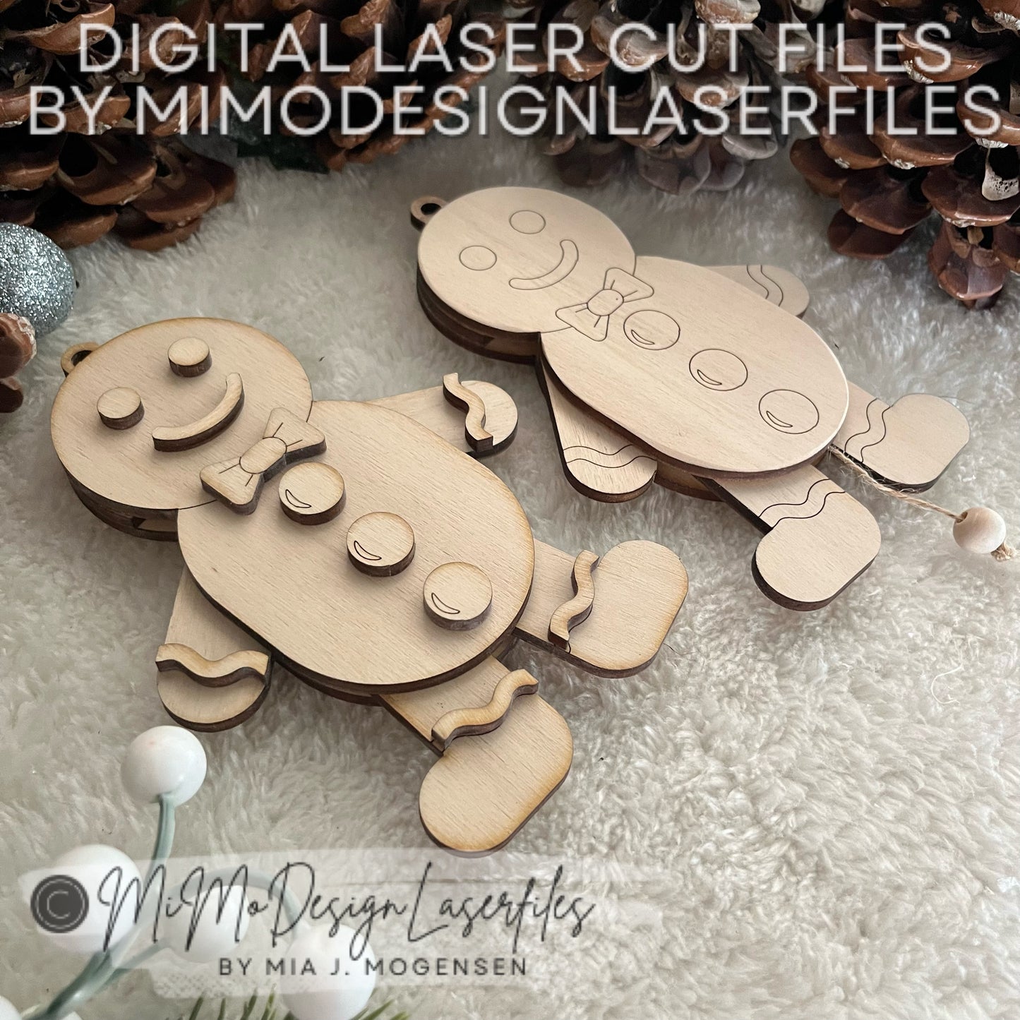 Laser Cut Jumping Jack Gingerbread Man SVG | Layered & Single Line DIY Paint Kit | Christmas Ornament | Commercial Use | Digital Download