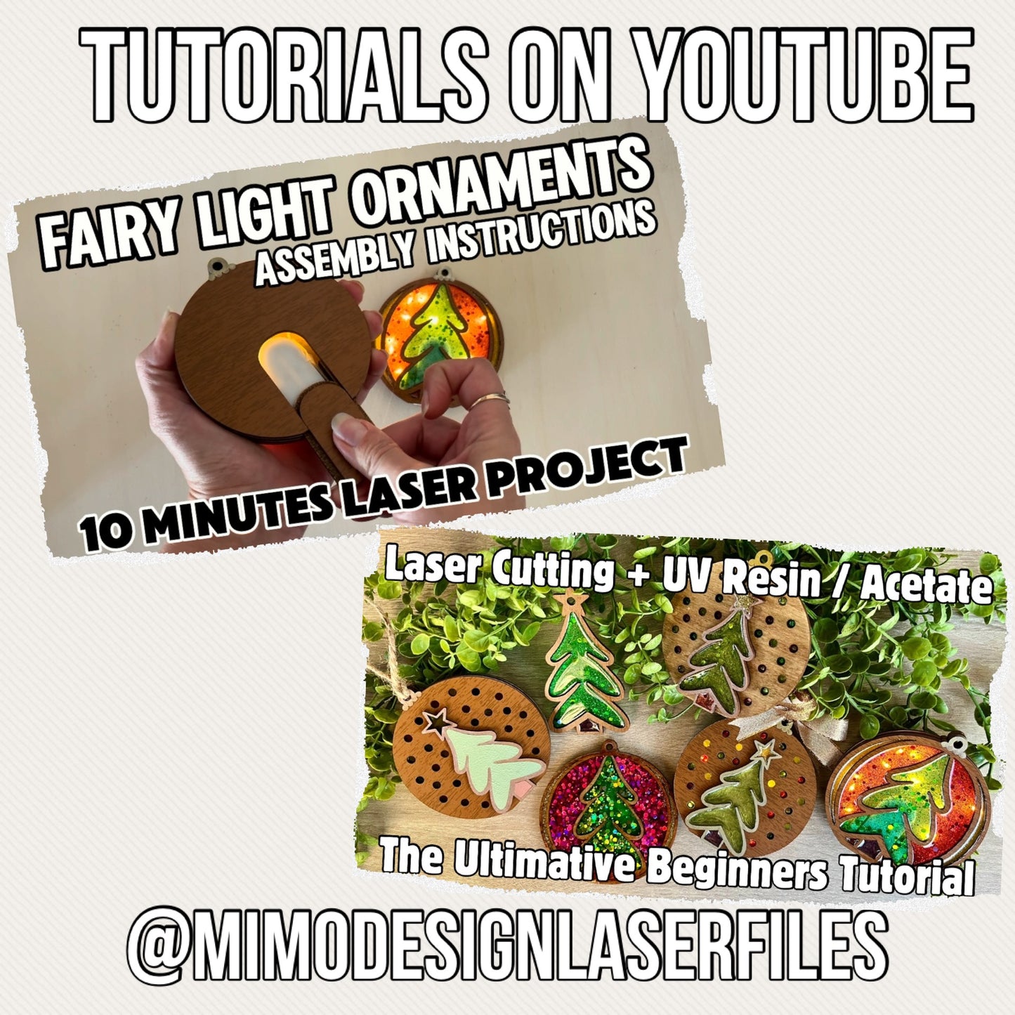 Fairy Light Christmas Ornament with Layered Tree & Battery Change Door. Easy Tutorial for Resin / Acetate Sheets Incl.