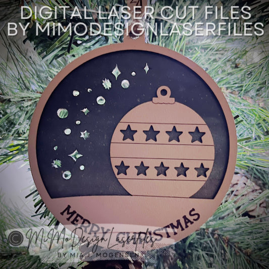 Christmas Bauble Glow Up Ornament Laser Cut SVG + DXF | 2 Layered Single Line / Engraved Quick & Easy | Commercial Use | Digital Download