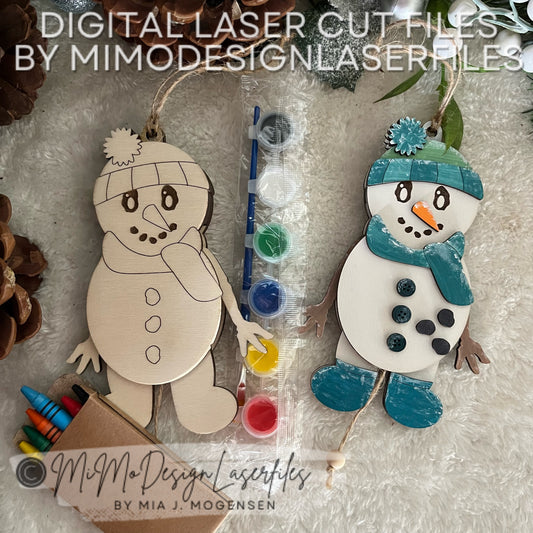 Snowman Jumping Jack Laser Cut SVG + DXF | Layered & Single Line DIY Paint Kit | Christmas Ornament | Commercial Use | Digital Download