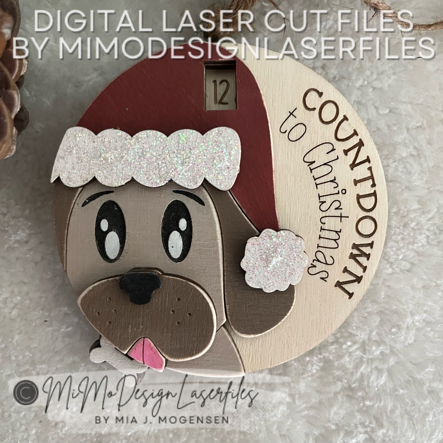 Christmas Puppy Dog Countdown Spinning Ornament / Magnet. Multi Layered & Single Layer for Painting