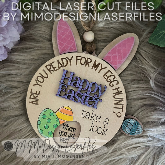 Easter Egg Hunt Spinner - Bunny Shaped tag or magnet with 6 hiding spots and scored eggs