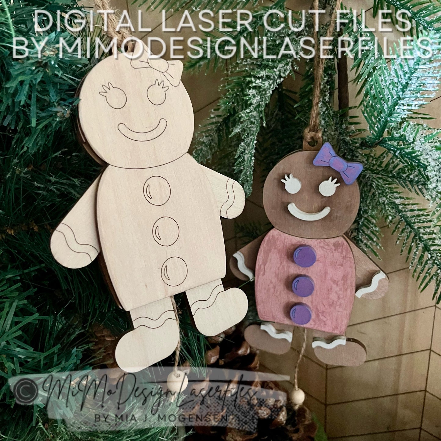 Laser Cut Jumping Jack Gingerbread Woman SVG | Layered & Single Line DIY Paint Kit | Christmas Ornament | Commercial Use | Digital Download