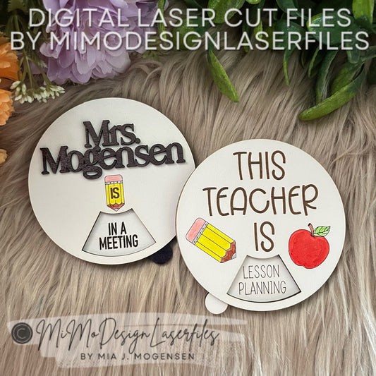 Rotating & Spinning Teachers Sign with 6 Status Messages for the door or wall with Name Personalization or Generic