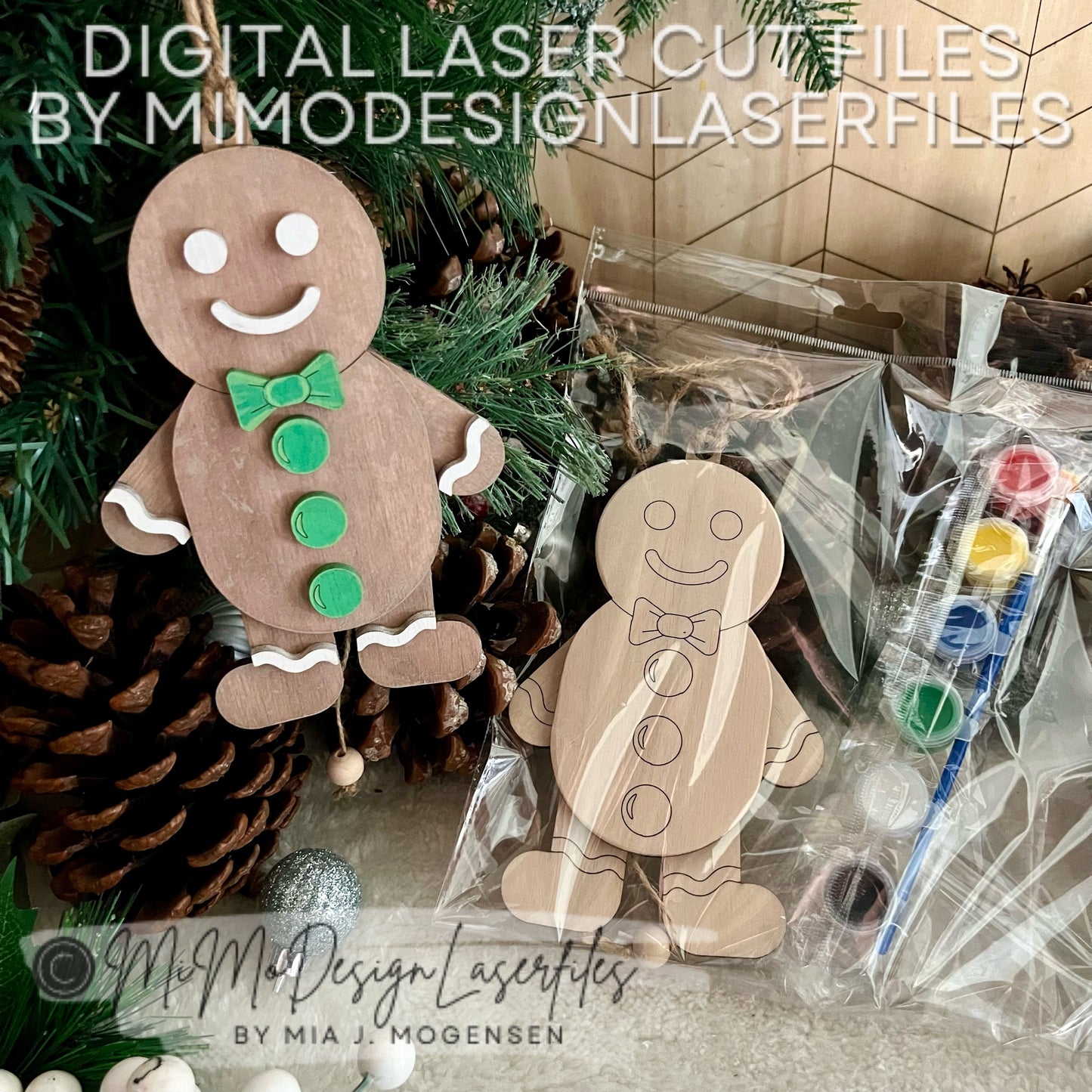 Laser Cut Jumping Jack Gingerbread Man SVG | Layered & Single Line DIY Paint Kit | Christmas Ornament | Commercial Use | Digital Download