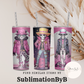 Enchanting Pink Halloween Skeleton Tumbler Design: Combine Elegance and Spookiness!