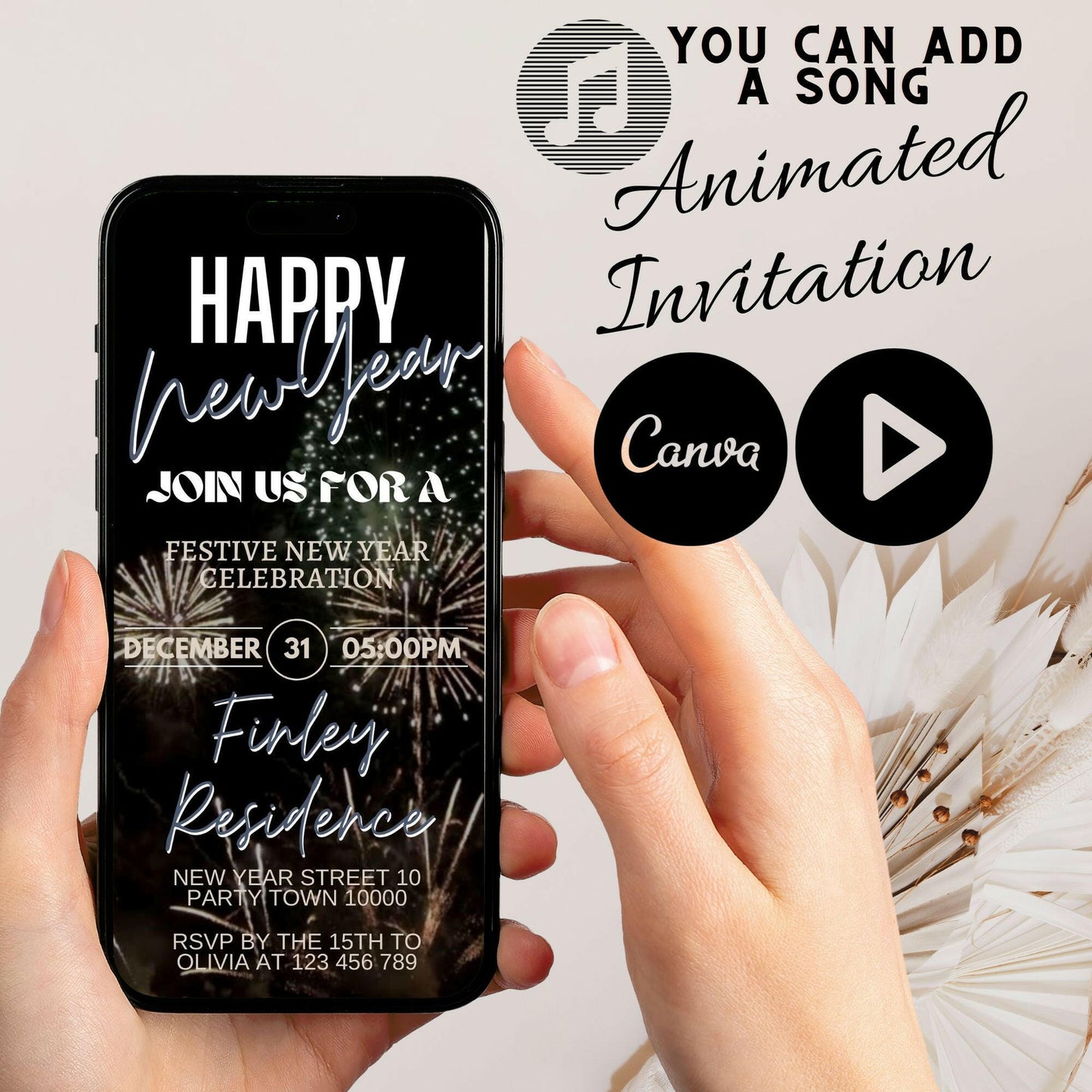 New Year's Sparkle: Animated Invitation Templates