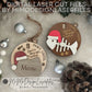 Cat & Fishbone Christmas Countdown Spinners, Ornament or Magnet - Counting from 25/24 Days, Scored or Engraved, Paw Lever