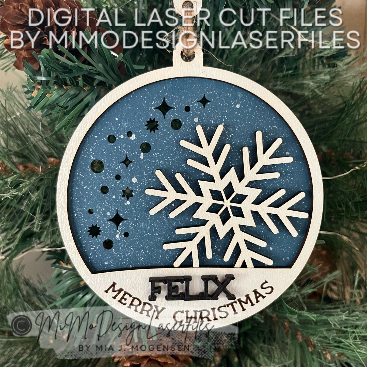 Christmas Snowflake Glow Up Ornament Laser Cut SVG + DXF | 2 Layered Single Line / Engraved Quick & Easy | Commercial Use | Digital Download