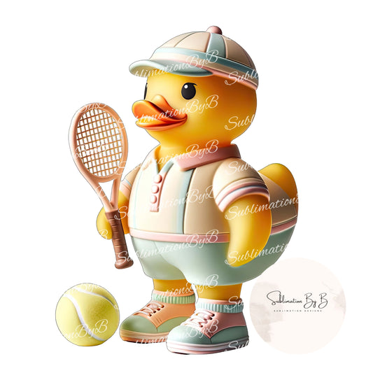 Tennis Duck Sublimation Design - Serve Up Some Fun on Your Cruising Adventures!