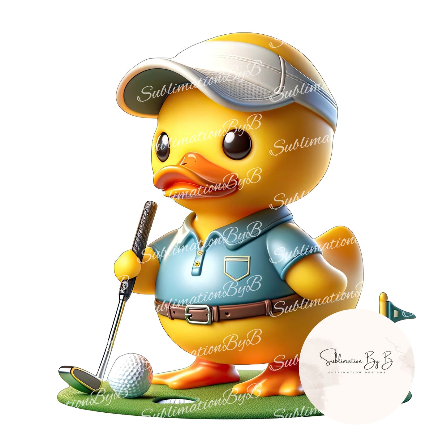 Golfer Duck Sublimation Design - Tee Off with Your Cruising Companion!