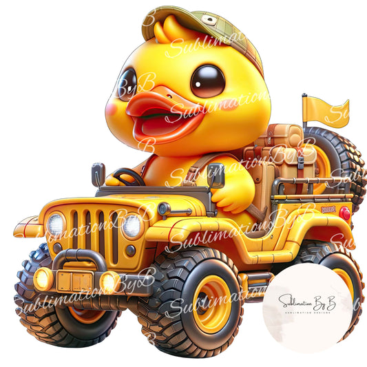 Safari Jeep Duck Sublimation Design - Adventure Awaits for Your Cruising Duck!