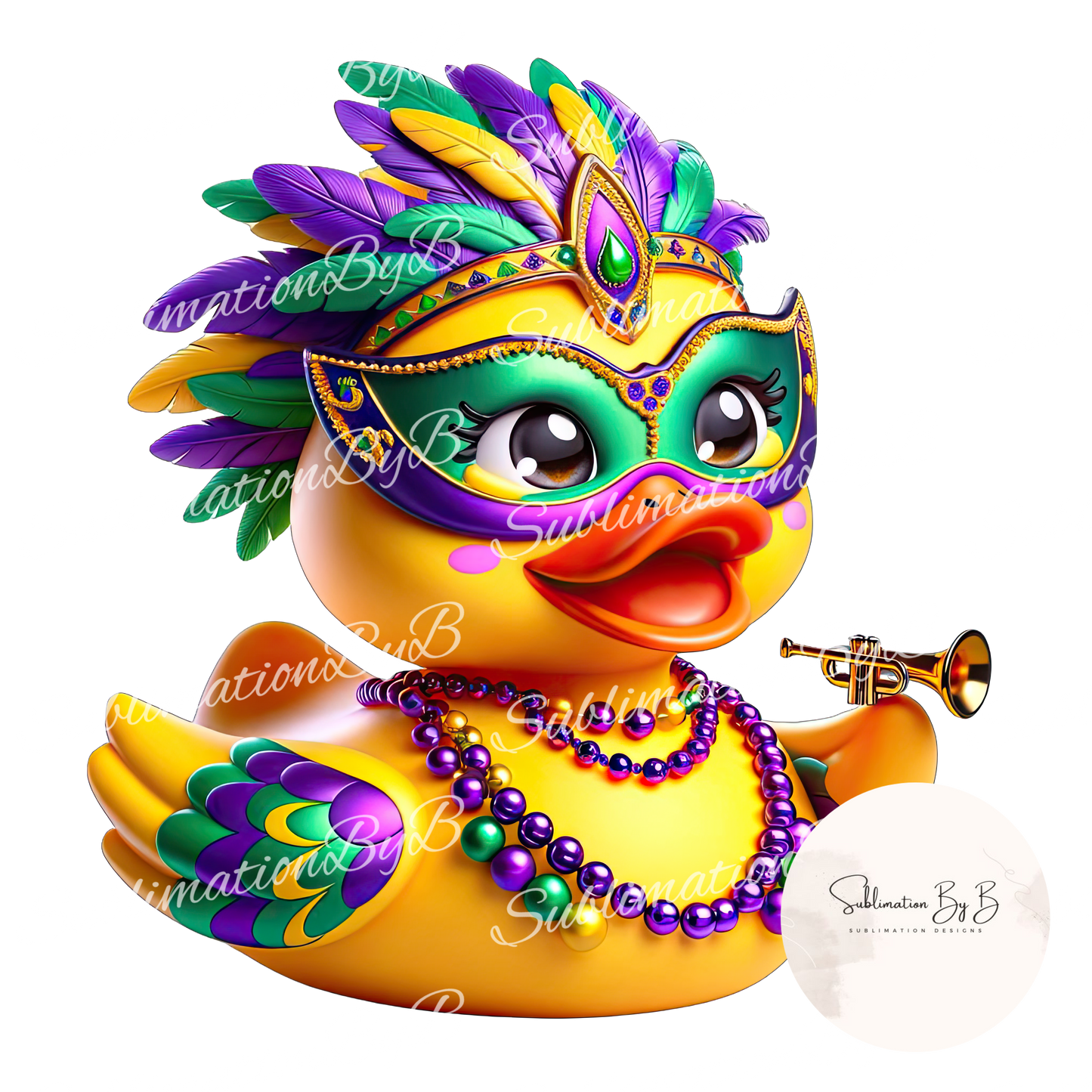 Mardi Gras Duck Sublimation Design - Festive Duck Artwork for Sublimation Printing