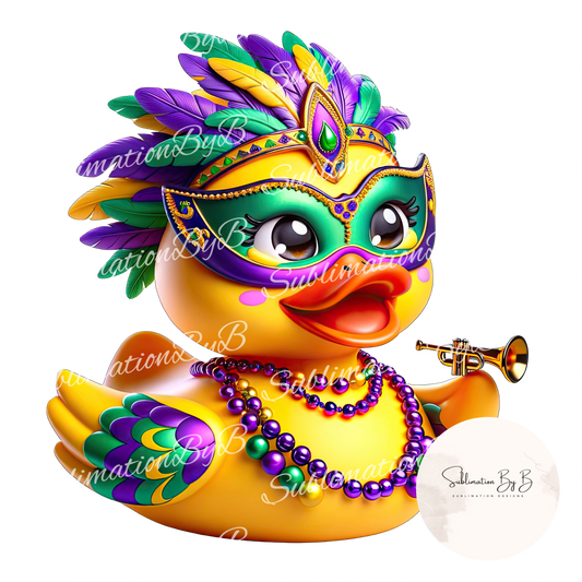 Mardi Gras Duck Sublimation Design - Festive Duck Artwork for Sublimation Printing