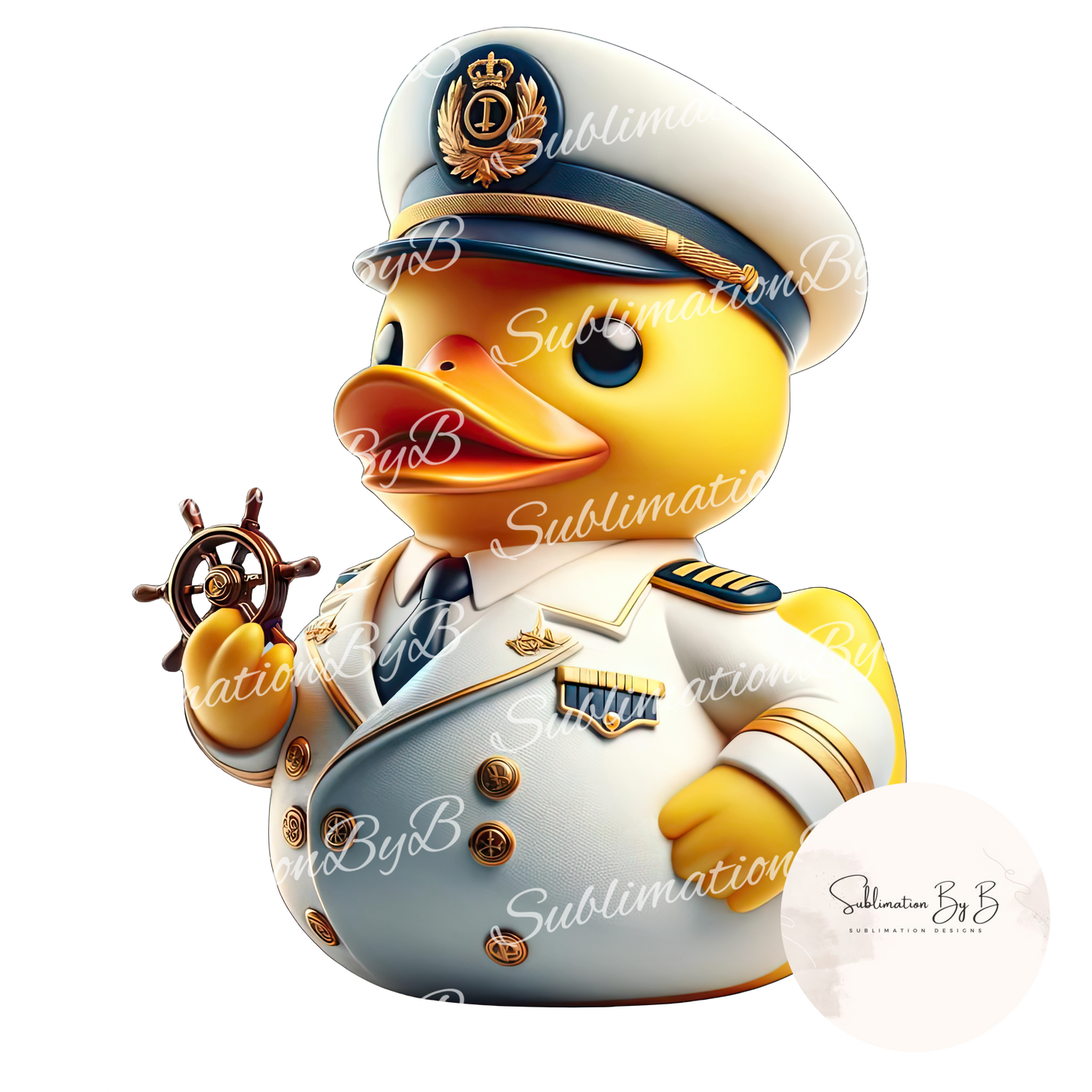 Captain's Duck Sublimation Design - Nautical Duck Captain Artwork for Sublimation Printing