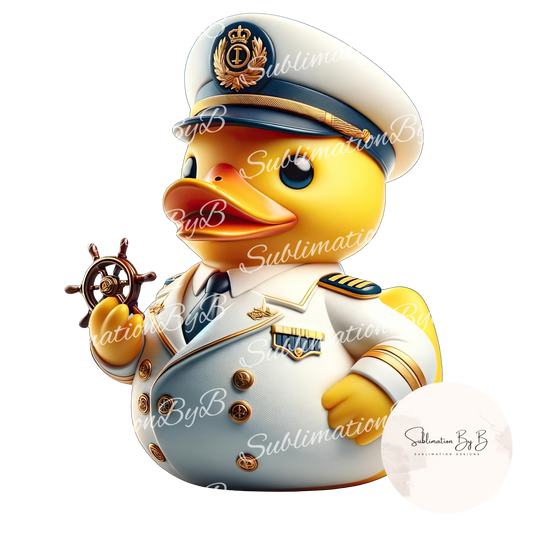 Captain's Duck Sublimation Design - Nautical Duck Captain Artwork for Sublimation Printing