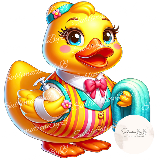 Bathroom Attendant Duck Sublimation Design - Whimsical Duck Artwork for Sublimation Printing