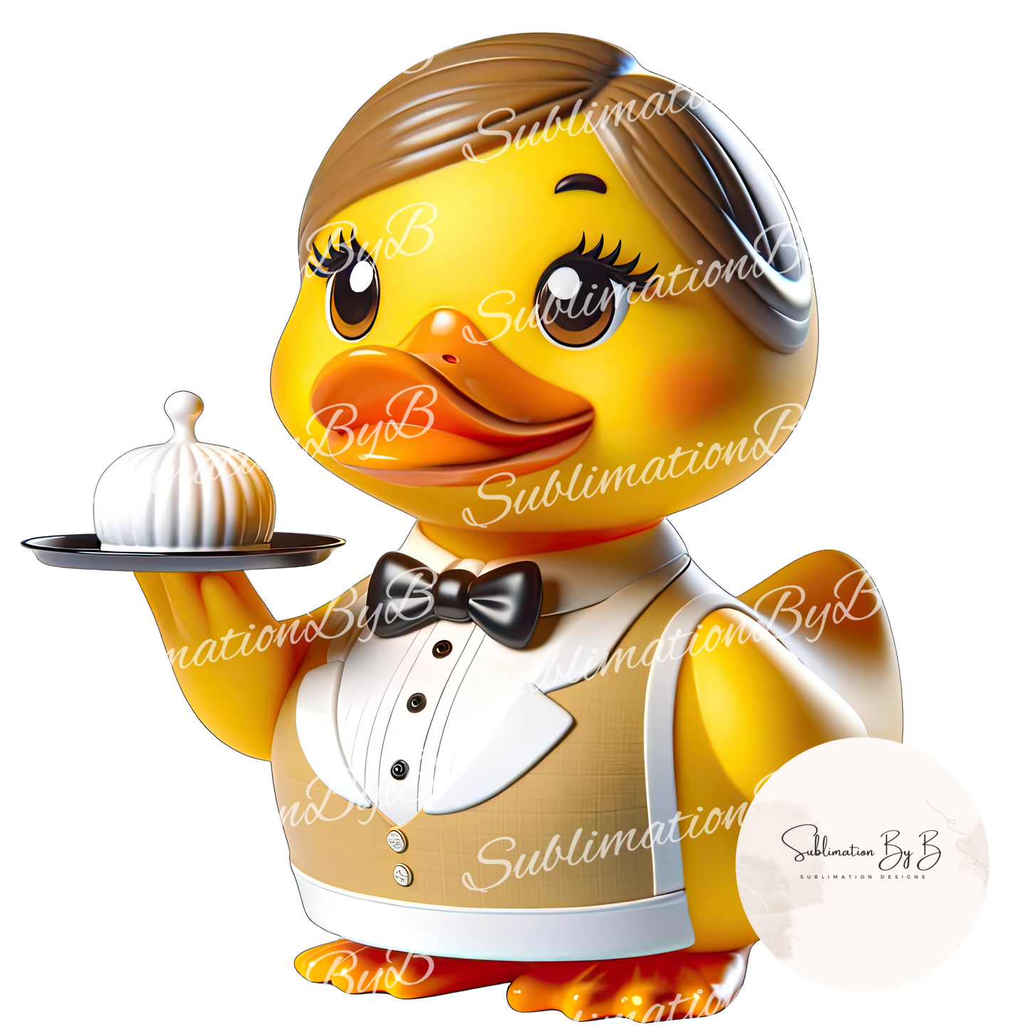 Quirky Waiter Duck Sublimation Design - Fun Duck Artwork for Sublimation Printing - Cruising duck